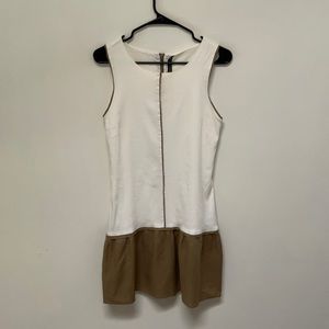 W118 white and khaki summer dress, zip back